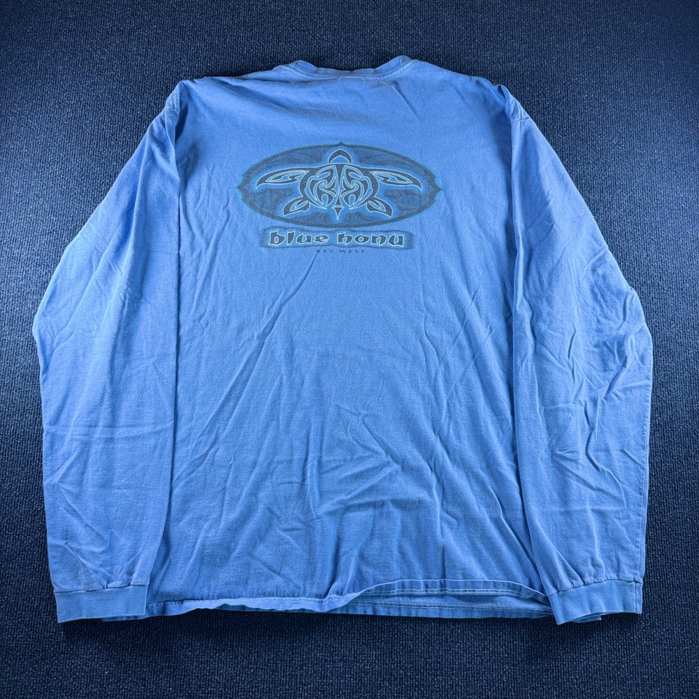 Crazy Shirts Hawaii Blue Hawaii Dyed Long Sleeve Tribal Turtle Honu Tee XXL - Picture 7 of 7
